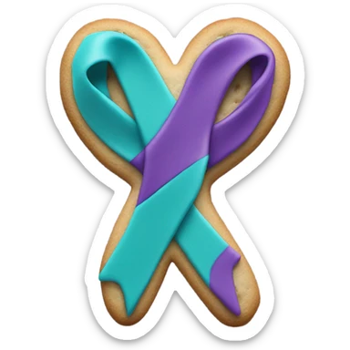 Purple teal Suicide awareness ribbon, heart cookie sticker