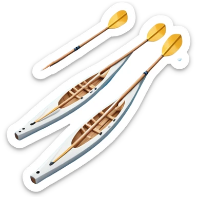 An icon showing a close-up of crossed oars, a sleek racing shell, and rippling water, symbolizing rowing. The design includes droplets in motion and a streamlined boat tip cutting through waves. Transparent background emphasizes strength, precision, and the spirit of competitive rowing sticker