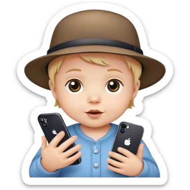  Baby with hat and iPhone 16 pro sticker