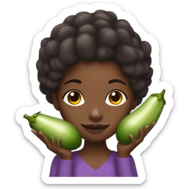 Black girl with an egg plant sticker