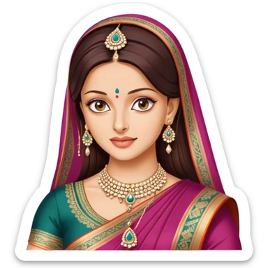 Aishwarya Rai in a saree, traditional Indian outfit, jewelry sticker