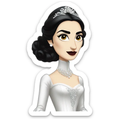 diamanda callas gothique jeune avec une robe noire et blanche sticker