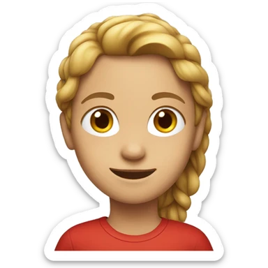 smiling thin girl in red shirt sticker