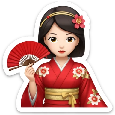 Kimono princess, red kimono with fan sticker