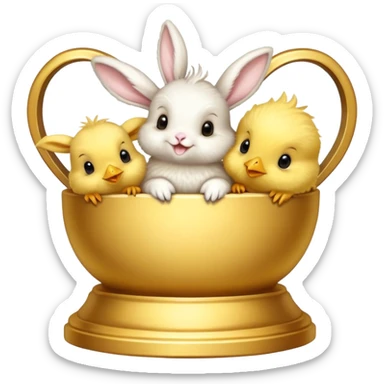 spring trophy with baby chicks and bunnies sticker