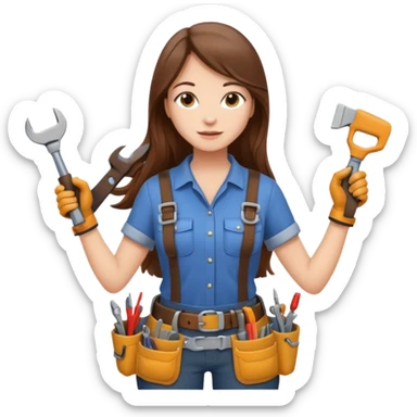 beautiful girl with long brown hair renovating her apartment sticker