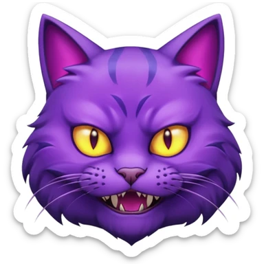 Scary purple cat sticker
