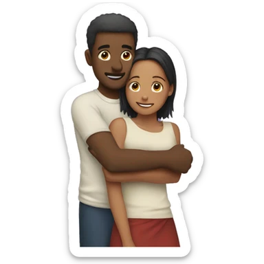 Cute hug between a man and a woman sticker