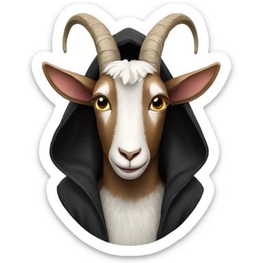 Goat with horns wearing a black hoodie sticker