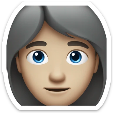 a young frenchman with dark brown hair and blue/grey eyes like 3d emoji artist style sticker