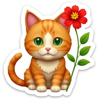 Cat and flower sticker