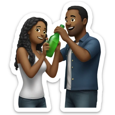 A man and a woman drinking a bottle while partying  sticker