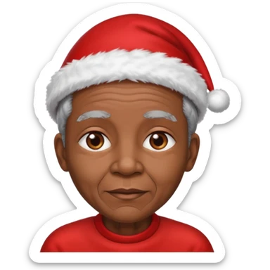 black elderly with red xmas hat sticker