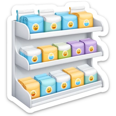 a simple retail/ drugstore shelf for diapers sticker