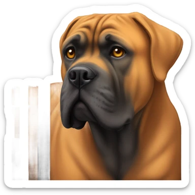 An orange - colored Cane Corso in jail. sticker