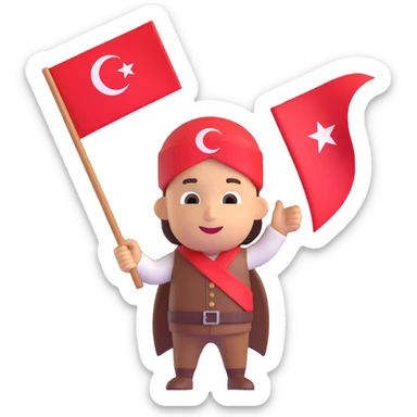 milli hamle emojisi, national success, Turkish flag, victory, pride, modern emoji style sticker