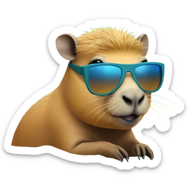 capybara in a beach wearing sunglasess sticker