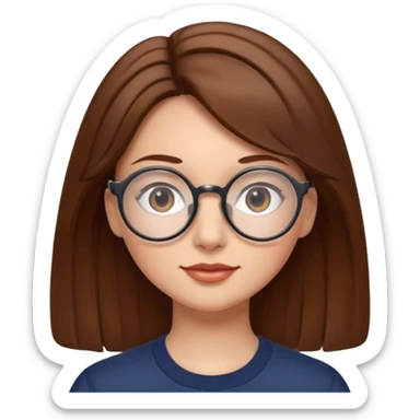 brown hair woman with round glasses sticker