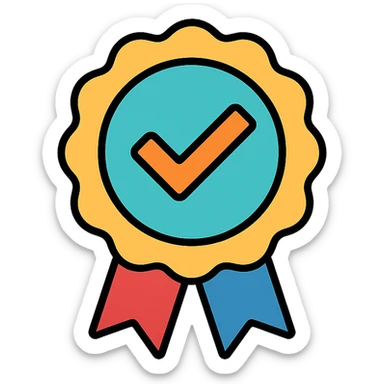 vector icon of a gold seal of trust symbol with multicolor details, elegant and minimalist flat design, isolated on white, award badge style, 2D flat vector, trending icon look, soft shadows, no text, commercial use sticker