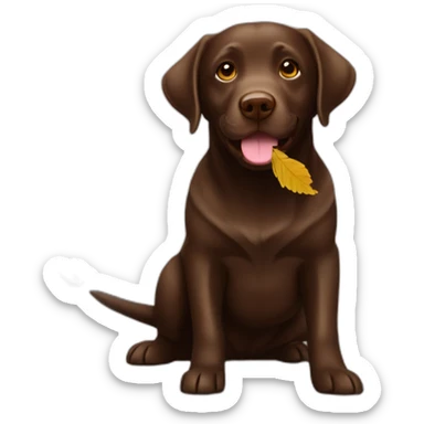 Chocolate labrador playing with leaves sticker