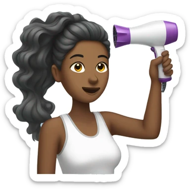 Girl blow drying hair sticker