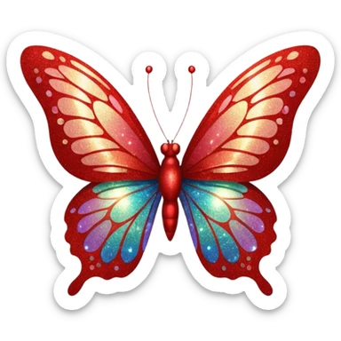 red glitter butterfly sticker