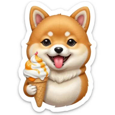 The baby shiba dog with icecream sticker