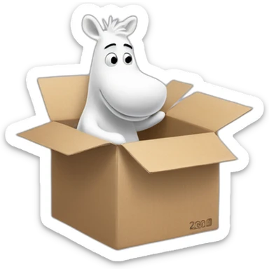 Moomin delivering a box sticker
