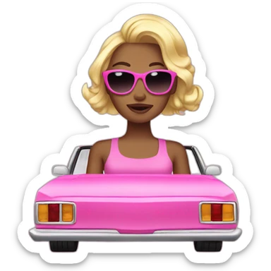 Mean girl in pink convertible sticker