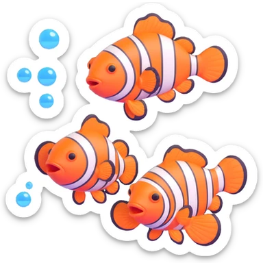 cute clownfish blowing bubbles sticker