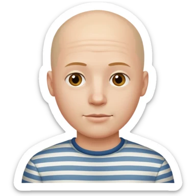 bald young man with striped shirt sticker