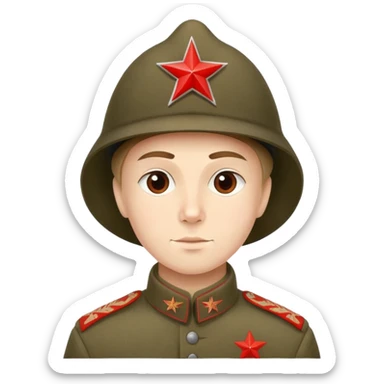 Red Army soldier from 1918 with budenovka hat and red star, Russian Civil War era sticker
