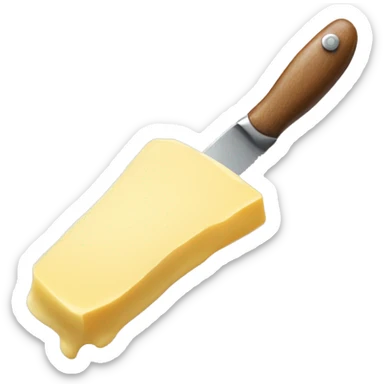 A curl of margarine on the tip of a serrated knife sticker