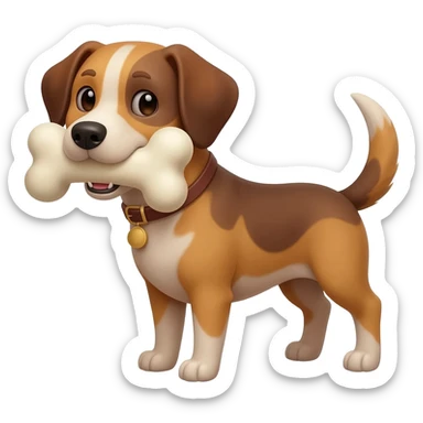 dog with big bone sticker