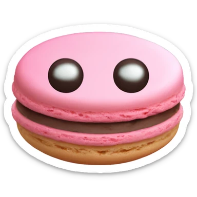 Macaron cookie with a face crying, only one, pink cookie and pink filling sticker