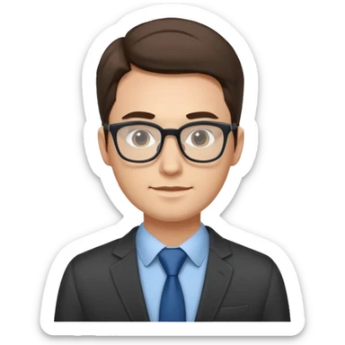 a man in his early 30s wearing glasses for a tech company sticker