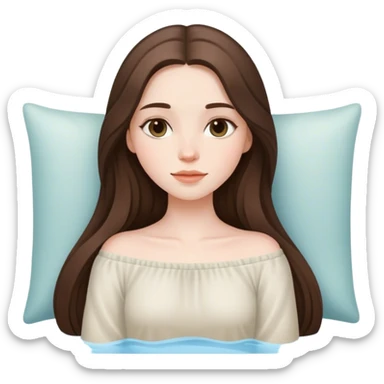  beautiful pale brunette girl with long hair relaxing sticker