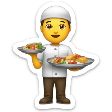 holding a tray with food in it sticker
