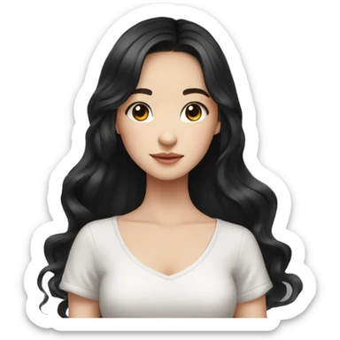 Beautiful girl,Black hair,wavy hair，long hair,Black eyes,Chinese sticker