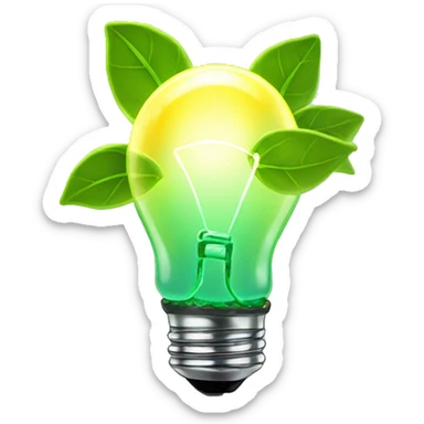 a plant sprout inside a glowing idea lightbulb sticker