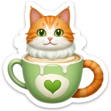 Macha latte with cat sticker
