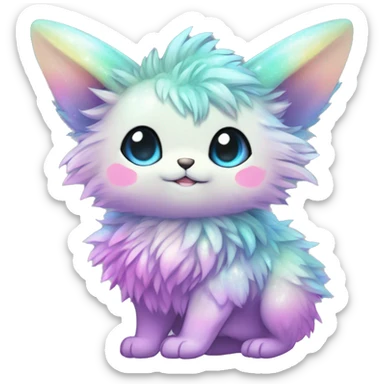 Shiny Sparkly Colorful Fluffy beautiful fantasy Kawaii Ethereal Anthro Sona Fakemon-animal Full Body sticker