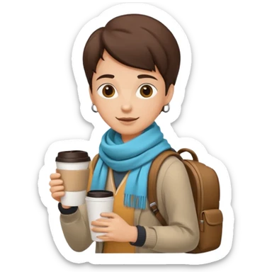 stylish traveler with coffee cup on hand sticker