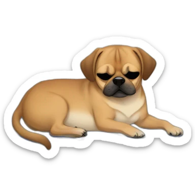 Puggle sleeping on bed sticker