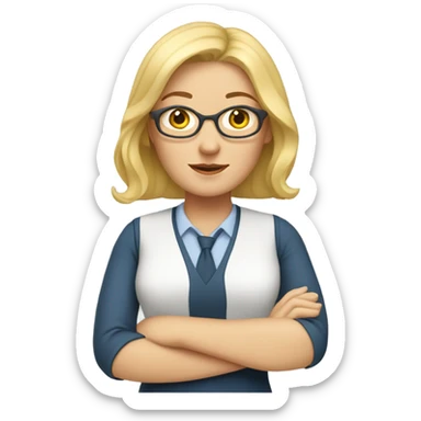 apple style emoji, with blond white woman as teacher sticker