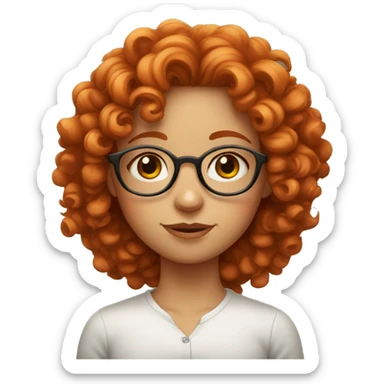 curly red head  girl with thin round glasses sticker