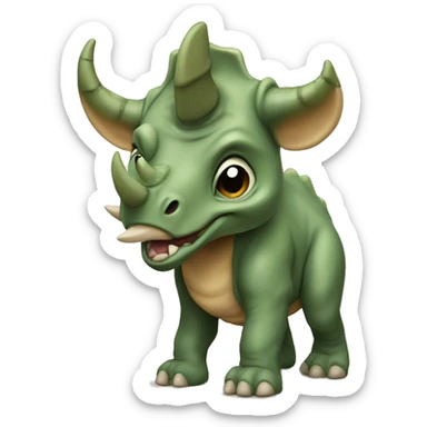A teddybear and triceratops combined. Show whole body sticker