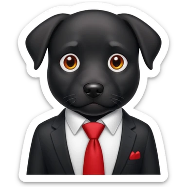 black dog with red tie,white shirt sticker