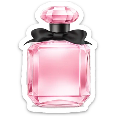 light pink crystal perfume bottle with black ribbon display sticker
