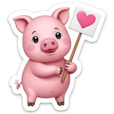 Piggy “I love you” banner sticker